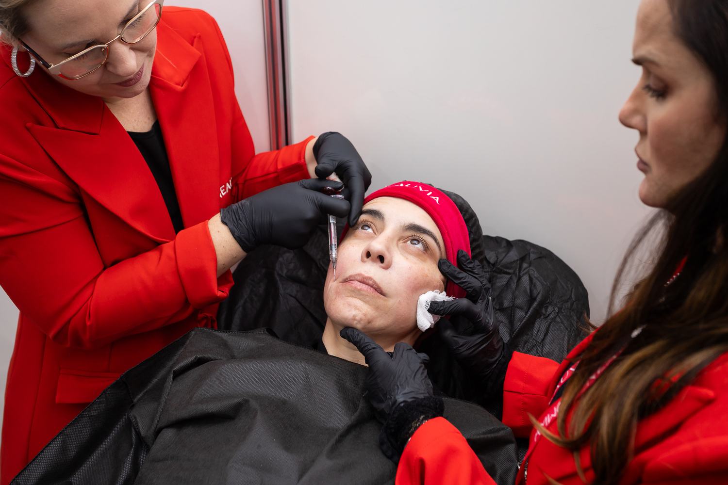 Preparação da paciente para a demonstração